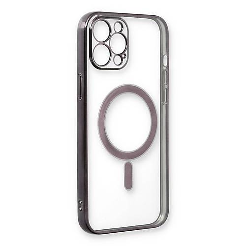 iPhone 12 Pro K�l�f Magneticsafe Lazer Silikon - Siyah