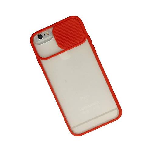 iPhone 6 K�l�f Palm Buzlu Kamera S�rg�l� Silikon - K�rm�z�