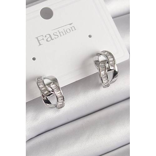 Pirin� G�m�� Renk Zirkon Ta�l� Zincir Model Kad�n K�pe