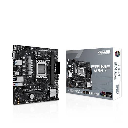 ASUS PRIME A620M-K DDR5 6400MHZ 1XVGA 1XHDMI 1XM.2 USB 3.2 MATX AM5 (AMD AM5 9000/8000/7000 SER�LER� �LE UYUMLU)