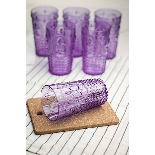Akrilik Mor Tekli Uzun Bardak & Su Me�rubat Barda�� 750 ml ( B�y�k Boy & Cam De�ildir )