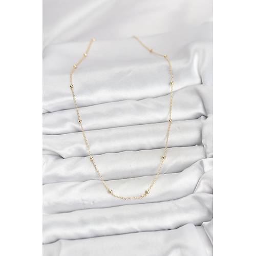 CM 14K Gold Renk Minik Top Zincirli Kad�n Kolye