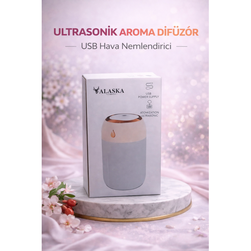 Alaska Ultrasonik Aroma Dif�z�r USB Hava Nemlendirici Led I��kl� Buhar Makinesi