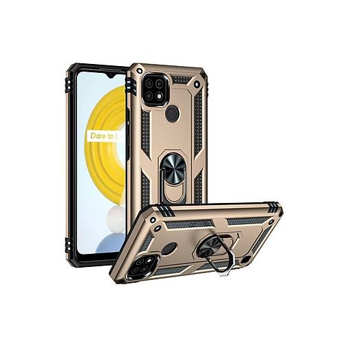 Realme C21 K�l�f Sofya Y�z�kl� Silikon Kapak - Gold