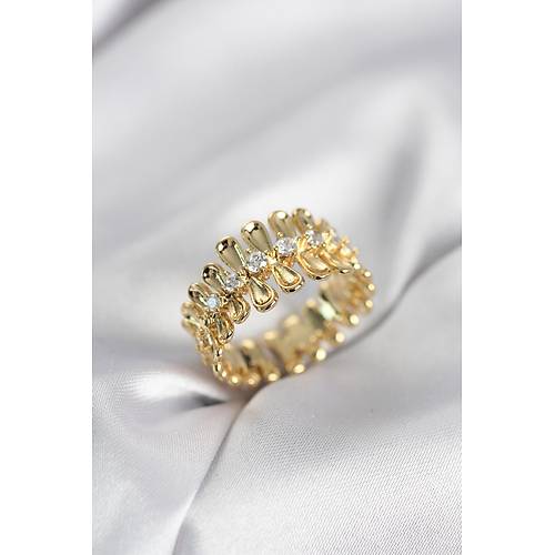 Gold Renk Zirkon Ta�l� S�ral� Damla Model Kad�n Y�z�k