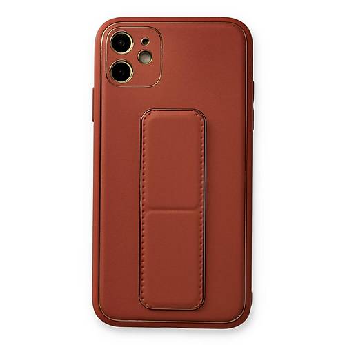 iPhone 12 K�l�f Coco Deri Standl� Kapak - Fu�ya