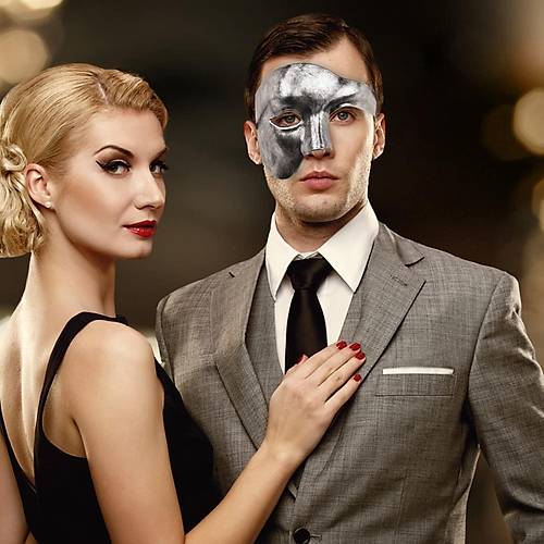 Antik Eskitme G�m�� Erkek Yar�m Maske - Phantom & Balo Maskesi