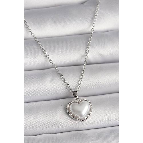 316L �elik G�m�� Renk Zincir 3D �nci Kalp Model Kad�n Kolye
