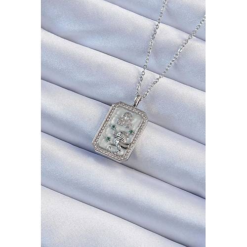 316L �elik Zincir G�m�� Renk Zirkon Ta�l� Aslan Fig�rl� Tarot Kolye