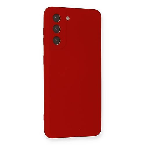 Galaxy S21 K�l�f Nano i�i Kadife Silikon - K�rm�z�