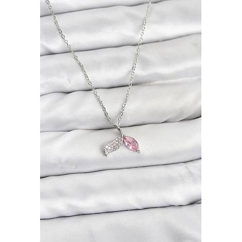 316L �elik Zincir G�m�� Renk Bal�k Kuyru�u Model Zirkon Ta�l� Kad�n Kolye