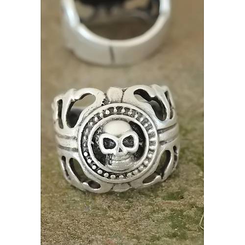 Eskitme G�m�� Renk Metal Kuru Kafa Tasar�m Ayarlamal� Erkek Y�z�k