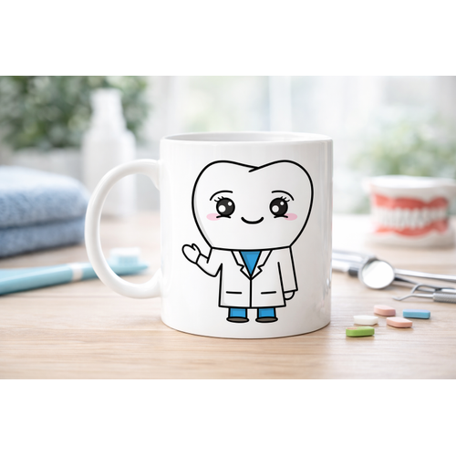 Sevimli Di� Hekimi Tasar�ml� Porselen Kupa MODEL 168 � Di� Doktoru Temal� Kahve Kupas� � Di� Hekimine Hediye Kupa