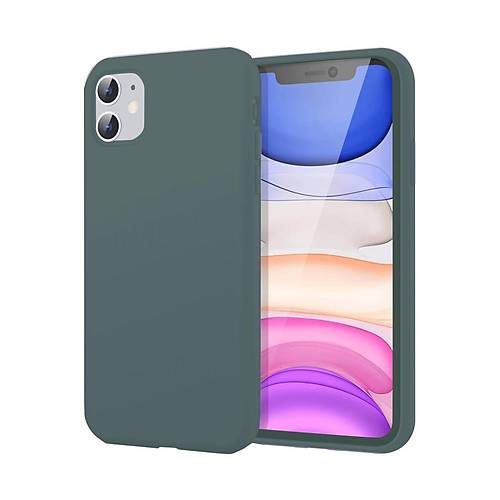 iPhone 11 K�l�f First Silikon - Koyu Ye�il