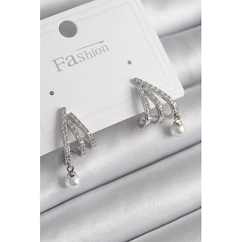 Pirin� G�m�� Renk Zirkon Ta�l� Pen�e Model �nci Detay Kad�n K�pe