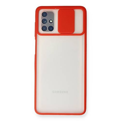 Galaxy M51 K�l�f Palm Buzlu Kamera S�rg�l� Silikon - K�rm�z�