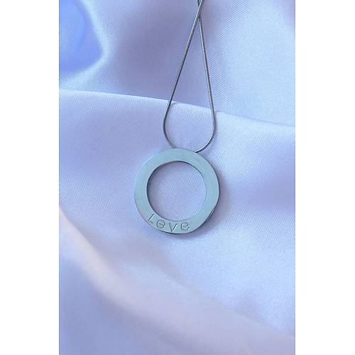 316L �elik G�m�� Renk Zirkon Ta�l� Model Kolye