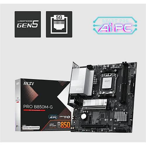 MSI PRO B850M-G DDR5 8200MT/S 1XHDMI 1XDP 2XM.2 USB MATX AM5 (AMD AM5 9000/8000/7000 SER� �LE UYUMLU)