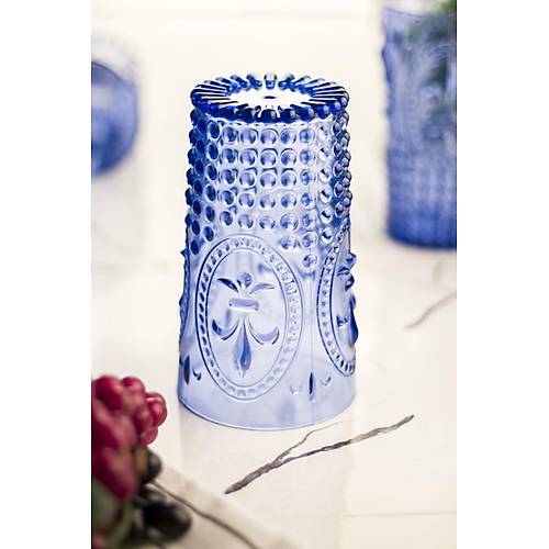 Akrilik Mavi Tekli Uzun Bardak & Su Me�rubat Barda�� 750 ml ( B�y�k Boy & Cam De�ildir )