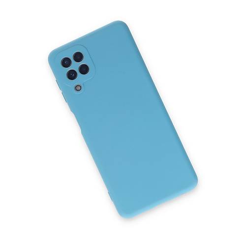 Galaxy A22 K�l�f Nano i�i Kadife Silikon - Mavi