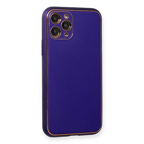 iPhone 11 Pro K�l�f Coco Deri Silikon Kapak - Mor