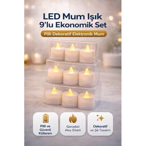 LED Mum I��k 3�l� Set Pilli Dekoratif Elektronik Mum Flicker Alev Efektli 3 Paket
