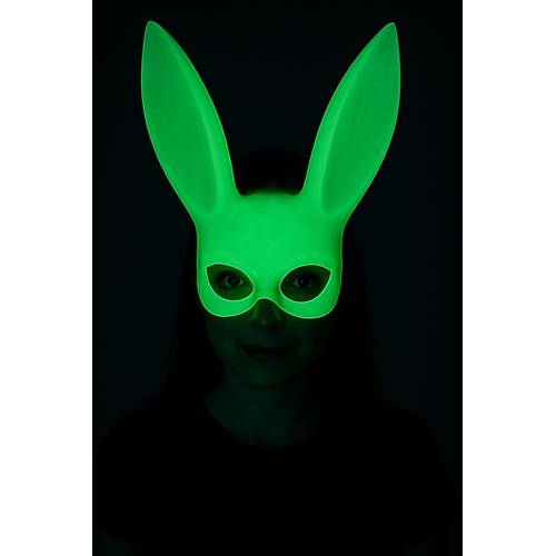 Karanl�kta Parlayan Fosforlu Tav�an Maskesi � Glow Bunny Masquerade Maske (32x22 cm)