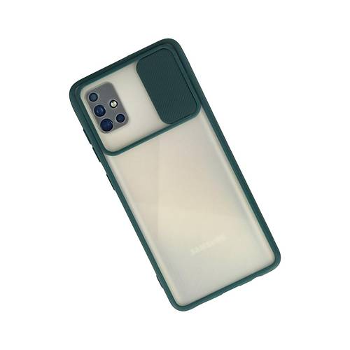 Galaxy A71 K�l�f Palm Buzlu Kamera S�rg�l� Silikon - Ye�il