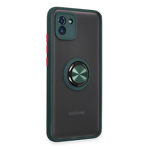 Galaxy A03 K�l�f Montreal Y�z�kl� Silikon Kapak - Ye�il