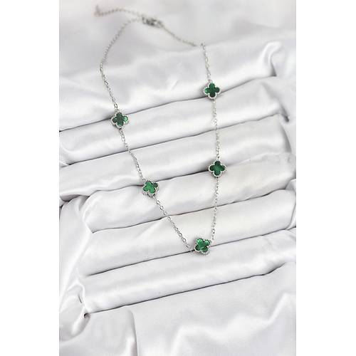 316L �elik Zincir G�m�� Renk Ye�il Baby Boy Yonca Kad�n Kolye