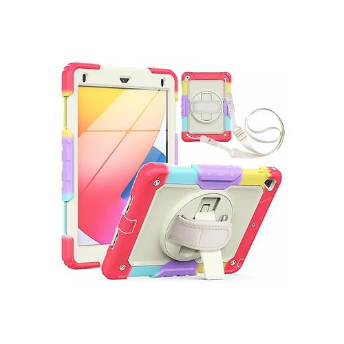 iPad 5 Air 9.7 K�l�f Tablet Rainbow Kapak - K�rm�z�