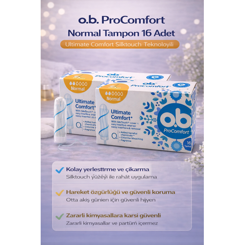 o.b. ProComfort Normal Tampon 16L� 2 Paket Ultimate Comfort Silktouch Teknolojili
