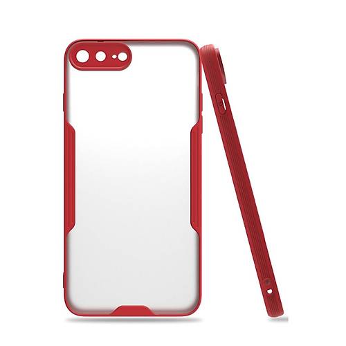 iPhone 7 Plus K�l�f Platin Silikon - K�rm�z�