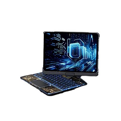 JP12.9 iPad Pro 12.9 (2022) K�l�f Vales D�nen Ledli Klavyeli Tablet K�l�f� - Siyah