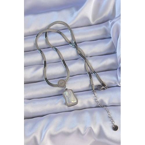 316L �elik G�m�� Renk �talyan Zincir Ezme Ta�l� Kolye