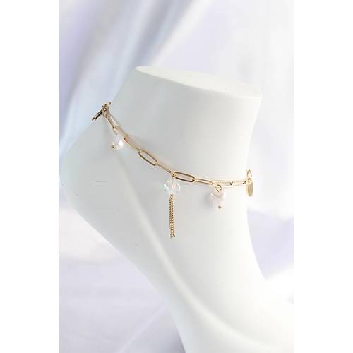 316L �elik Gold Renk Kalp Detayl� Sallant�l� Halhal