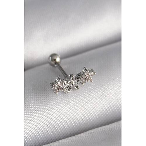 316L �elik G�m�� Renk Zirkon Ta�l� �i�ek Tragus Piercing