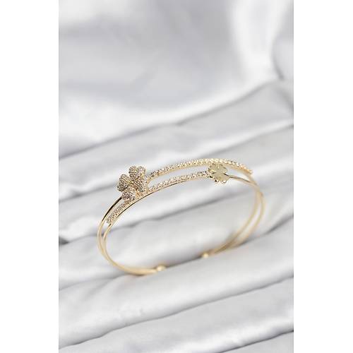 Pirin� Gold Renk Yonca Model Kad�n Bileklik