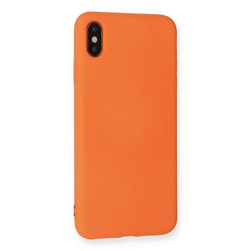iPhone X K�l�f Nano i�i Kadife Silikon - Turuncu