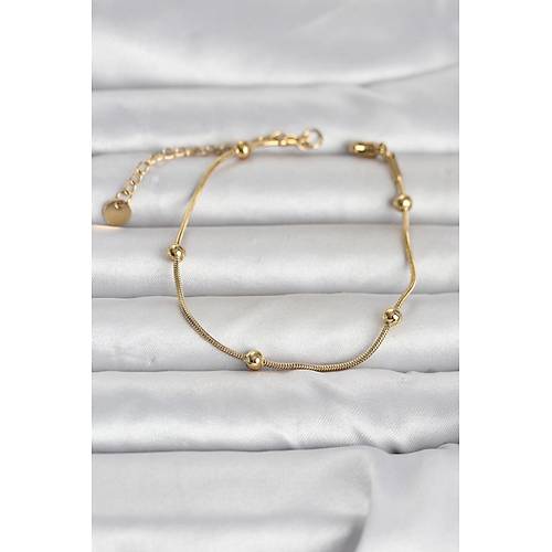 316L �elik Gold Renk Top Zincirli Kad�n Bileklik