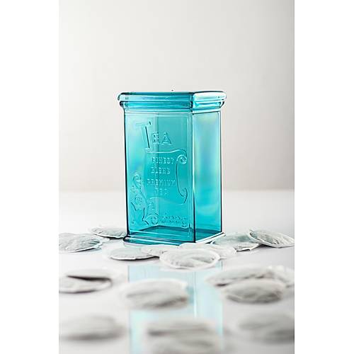 Akrilik Aquamarin �eker Kahve �ay Kavanozu 500 Ml (Vakum Kapak )