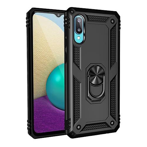 Galaxy A02 K�l�f Sofya Y�z�kl� Silikon Kapak - Siyah