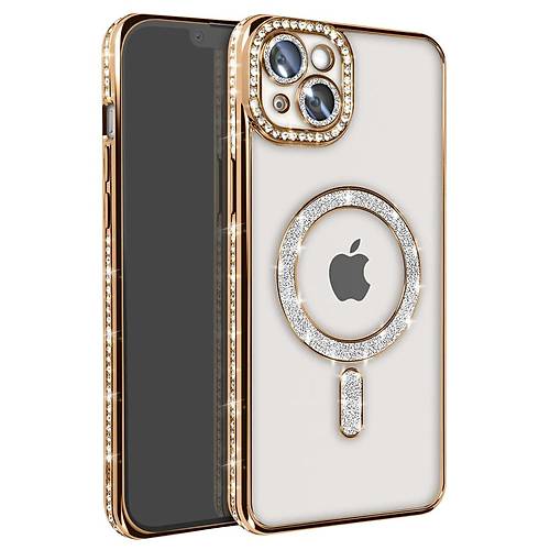 iPhone 15 K�l�f Joke Simli Magneticsafe K�l�f - Gold