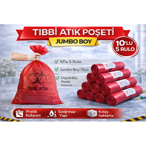 T�bbi At�k Po�eti Jumbo Boy 10'lu 5 Rulo K�rm�z� T�bbi At�k At�k Po�eti Seti