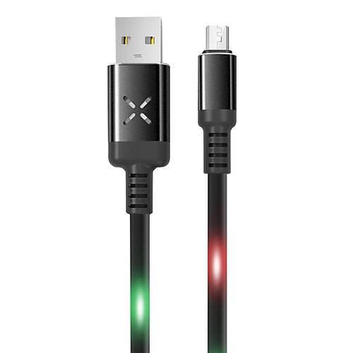 DC09 Ses Duyarl� I��kl� Micro USB Kablo 1M 2A - Siyah