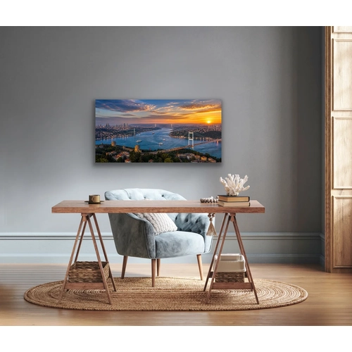 3 Bo�az Manzaral� �stanbul Kanvas Tablo 60X120 CM