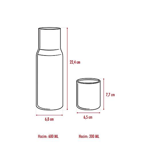 Borosilikat Cam Pembe Ba�ucu S�rahisi & Cam S�rahi * 600 ml