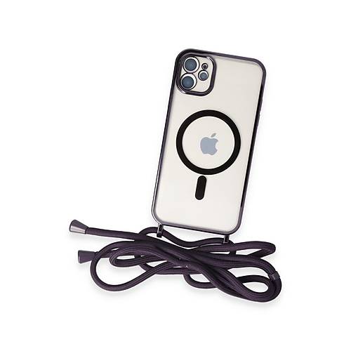 iPhone 11 K�l�f Divo Lazer Ask�l� Magsafe Kapak - Derin Mor