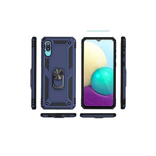 Galaxy A02 K�l�f Sofya Y�z�kl� Silikon Kapak - Lacivert