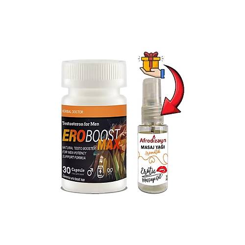Ero Boost Max:1 Adet Erkeklere �zel 30lu Destekleme + Afrodizayn Masaj Ya�� 30 ml